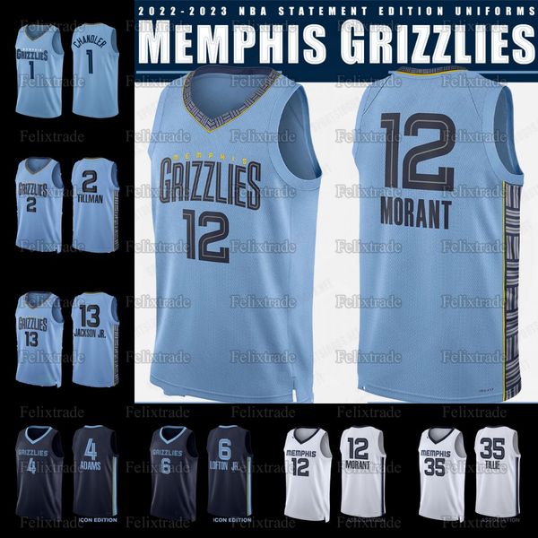 

12 ja morant 2022-23 memphis's grizzlies's basketball jersey ziaire williams 8 jackson jr. dillon brooks steven adams tillman bane, Black;red
