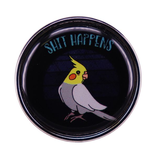 

shit-happens pin cockatiel-doodle brooch funny birb parrot badge, Blue