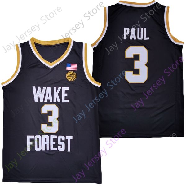 

wake forest demon deacons basketball jersey ncaa college paul grey white size s-3xl all stitched youth men, Black;red