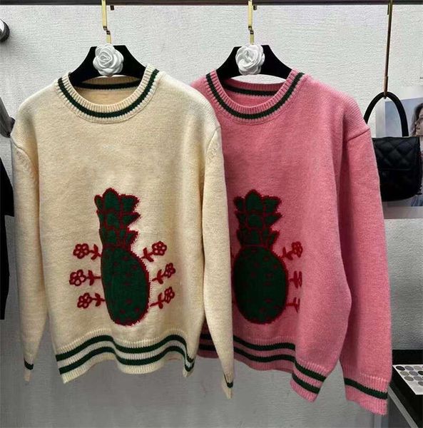 

women's sweaters pineapple acquard bottom jumper loose stripe patchwork color fashion wool pullover for autumn, White;black