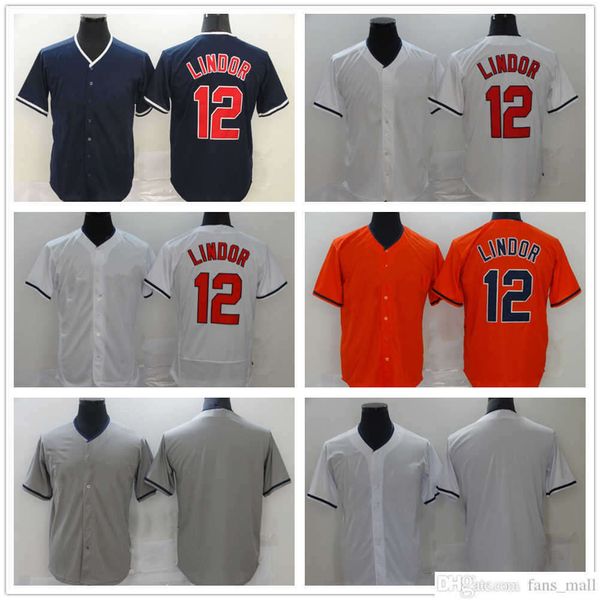 

ncaa baseball 12 francisco lindor jerseys stitched blank jersey breathable sport white gray orange home away blank size s-xxxl, Blue;black