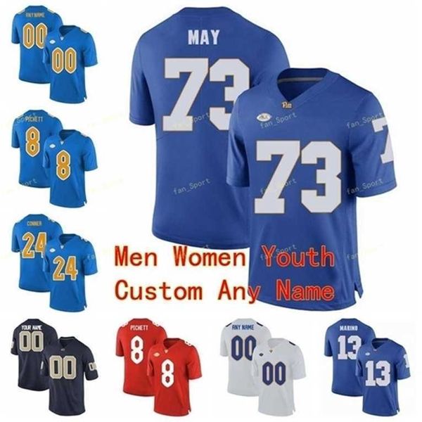 

sj custom pittsburgh panthers pitt college football jersey 5 tre tipton 69 adam bisnowaty 8 kenny pickett men women youth kids stitched, Black