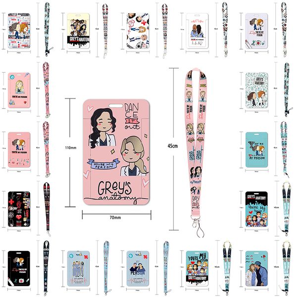 

100 styles grey's anatomy credential keychains neck lanyard pass card anime credit card holder keychain straps wholesale, Silver
