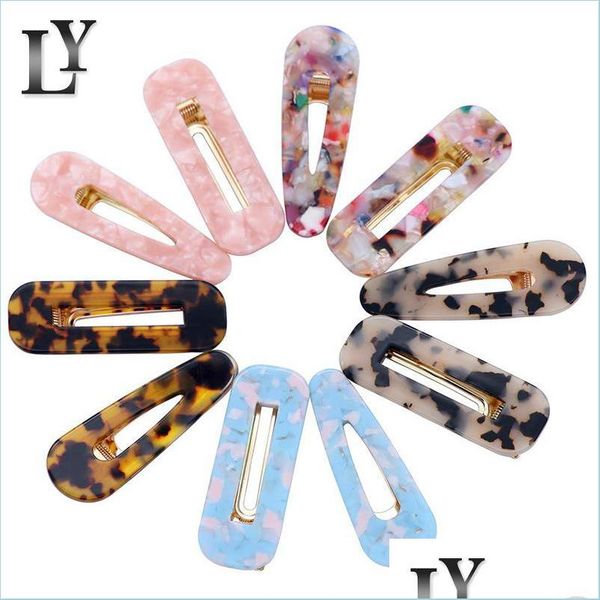 

hair clips barrettes cute style acrylic hair clip for girls women water drop shape leopard marble textured geometric barrette hairpi dhfei, Golden;silver