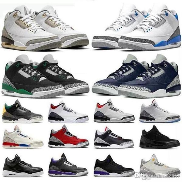 

2022 3s mens basketball shoes boots sneakers fragment pink blue midnight navy sandals cement cool grey infrared cat sports trainers ai2017, Black