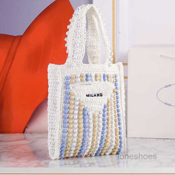 

evening bags new beads tote bag straw small shopping bag fashion handbag 3 colors crochet beach totes large capacity