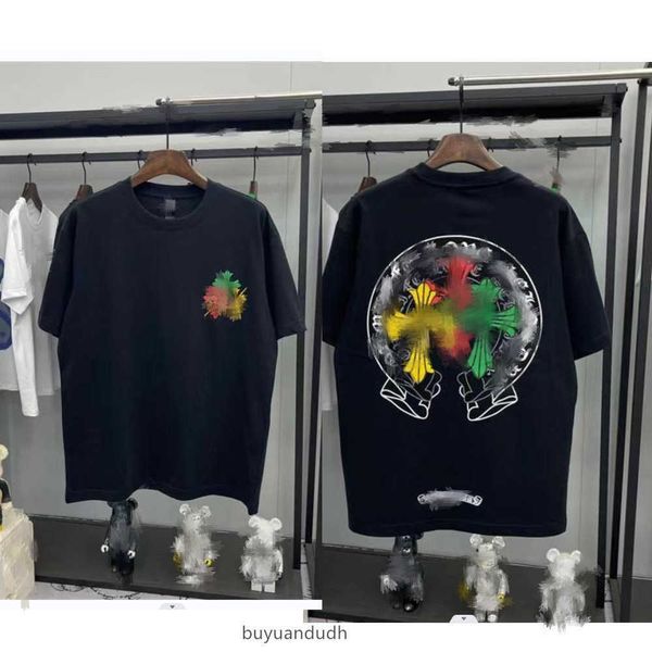 

classic mens t shirt fashion ch brand letter sanskrit cross pattern t-shirts designers hearts pullover cottonawhy, White;black