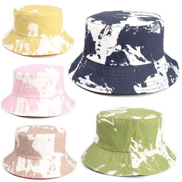 

bucket hat women tie-dye color double-sided wearing matching basin fashion cotton sunshade 2111345, Blue;gray