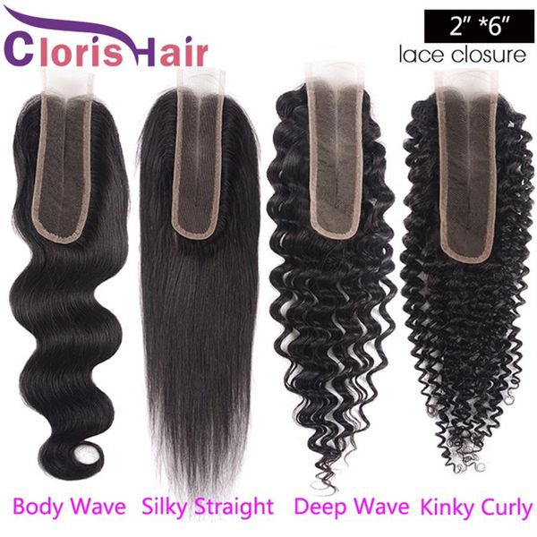 

pre plucked 2x6 swiss lace closure unprocessed raw virgin indian silky straight human hair closures piece natural hairline hea205o, Black;brown