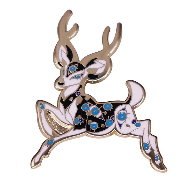 

prancing deer with evil eyes enamel pin brooch novelty metal badge fashion jewelry accessories s1000, Blue