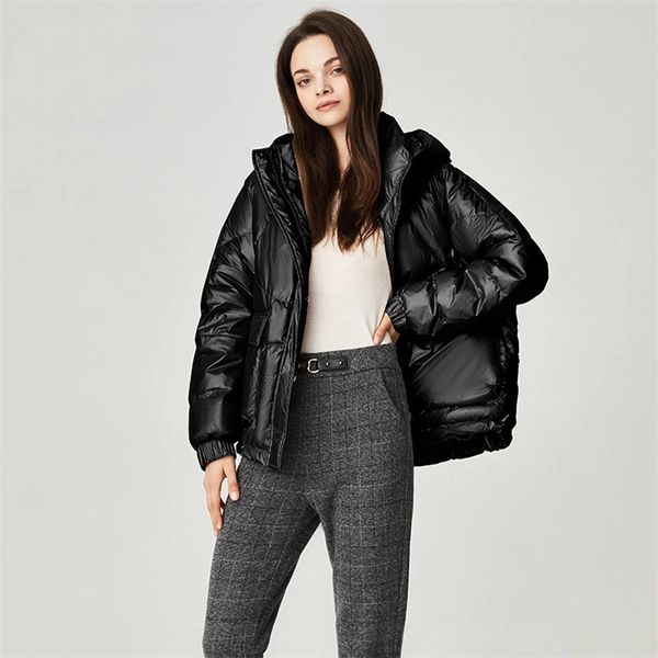 

womens outdoor designer down jacket winter high-neck hooded fashionable temperament warm coats casual jackets, Black