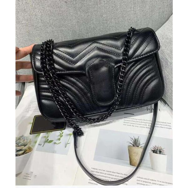 

black chain woman bag handbag purse original genuine leather women messenger cross body chain