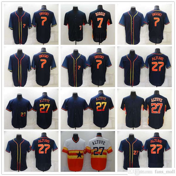 

ncaa baseball 27 jose altuve jerseys stitched 7 craig biggio jersey breathable sport black white grey orange home away blank size s-xxxl, Blue;black