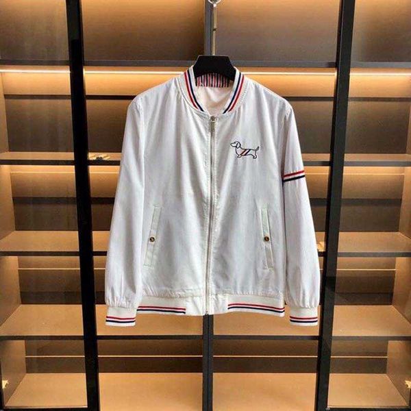 

tb thom lightweight bomber jacket windbreaker softshell varsity coat classic puppy printed autumn winter clothings, Black;brown