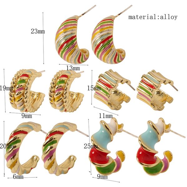 

2022 new love heart star hoop drop earrings sets for women girls ladies boho hypoallergenic korean fashion personalized colorful chain ear r, Golden;silver