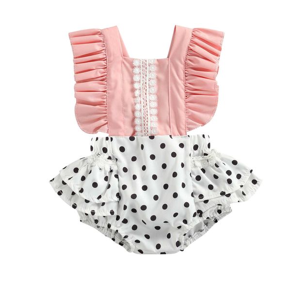 

rompers fashion newborn baby girl clothes ruffle polka dot print romper summer sleeveless jumpsuit outfits sunsuit 024 months j220922, Blue