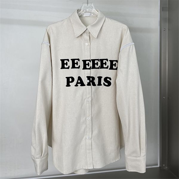 

letters womens t shirt vintage long sleeve blouse shirts ins fashion blouses, Black