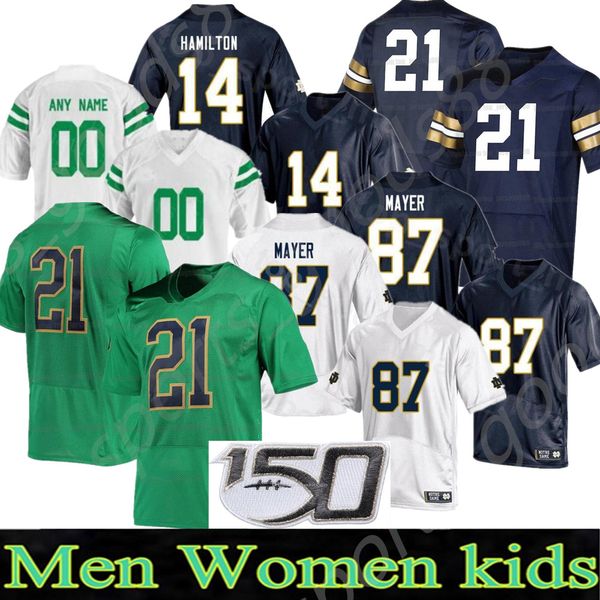 

ncaa notre dame fighting irish football college 87 michael mayer jersey 24 tremble 14 kyle hamilton jeremiah owusu-koramoah tariq bracy, Black