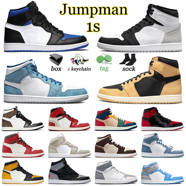 

1 casual jumpman basketballs shoes high og heirloom j1 offs white denim sports yellow toe 1s women men trainers outdoor multi color french