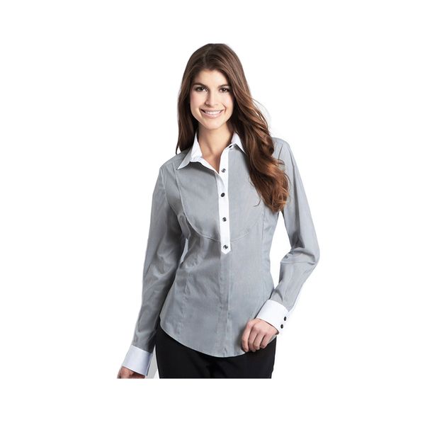 

new high-end ladies long sleeve shirts fashion business shirts, White