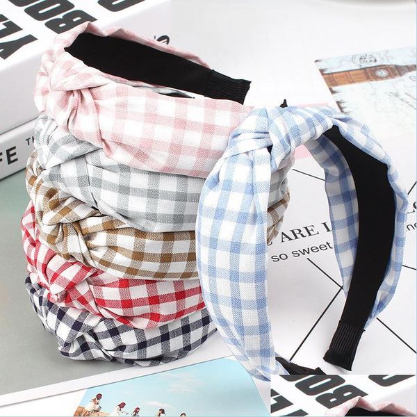 

headbands headbands jewelry womens retro middle knotted hair band fabric sweet plaid wide-brimmed hairband head drop delivery 2021 dhs dhl4n, Silver