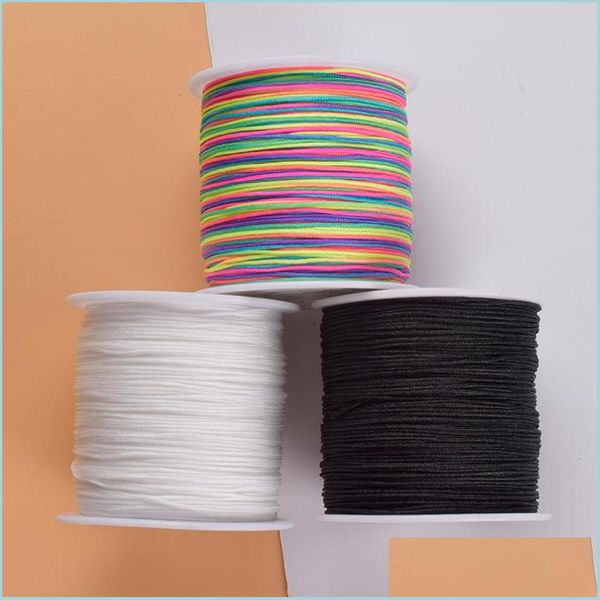 

cord wire 10meters/lot 0.8/1.0mm nylon cord thread chinese knot rame bracelet braided string diy tassels beading drop delivery 2021 dhx6f, White;red