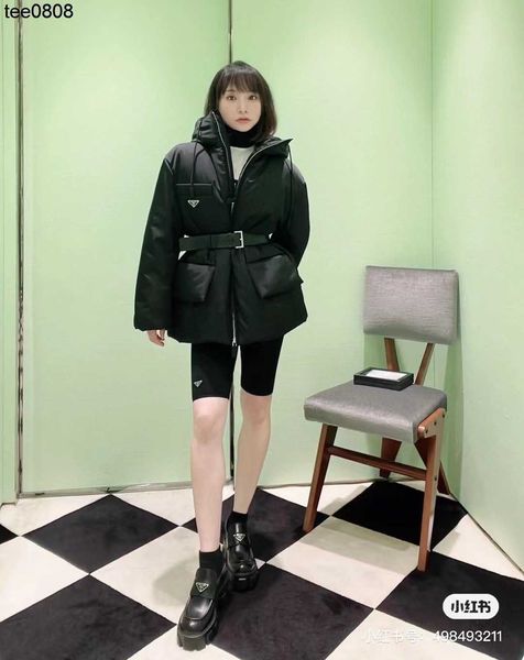 

prads 22 autumn and winter new coat nylon triangle hood filling full national standard 90 white duck down pure down coat, Black