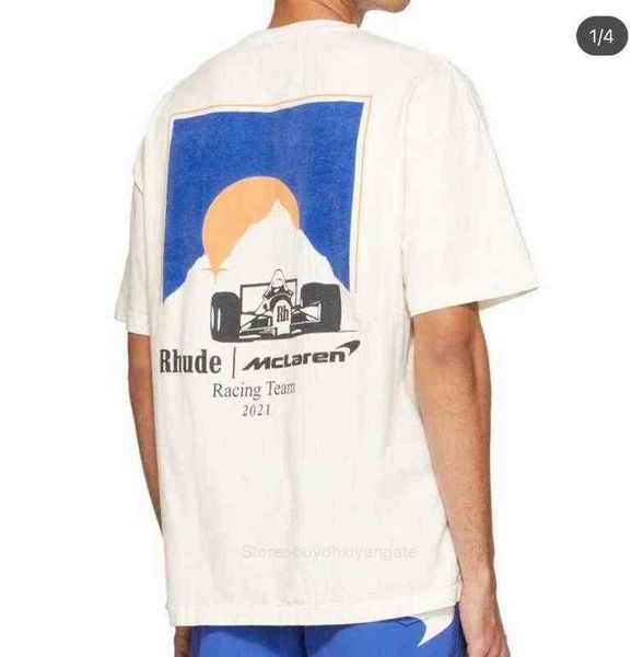 

american brand t shirt rhude co branded formula racing print short sleeve high street street loose hip hop t-shirt men high street trend des, White;black