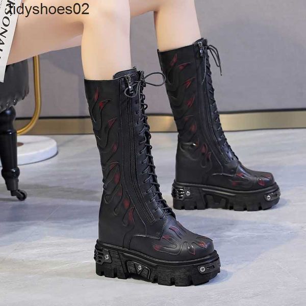 

super high heel motorcycle boots for women 2022 new high rise boots with thick sole, Black