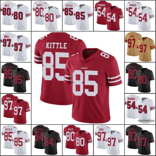 

jersey san francisco''49ers''men #97 nick bosa 85 george kittle 80 jerry rice 54 fred warner limited''nfl&#039, Black