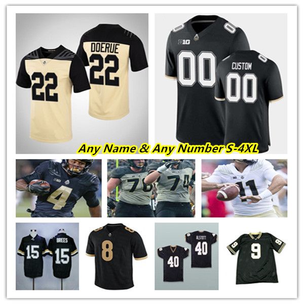 

purdue boilermakers college football jerseys drew brees aidan o'connell devin mockobee dylan downing king doerue charlie jones payne du, Black