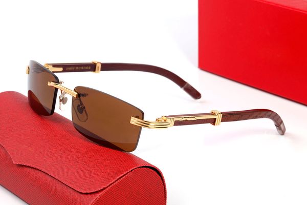 

Designer Sunglasses for Women Mens Summer Carti style Gradient lens UV 400 Protection Vintage wood square Texture Mirror Frames Unique Design eyeglasses With Case