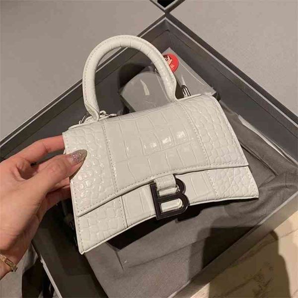 

balencaigass italy handbag designer hourglass advanced crocodile 2022 net red same leather hand b-shaped singl