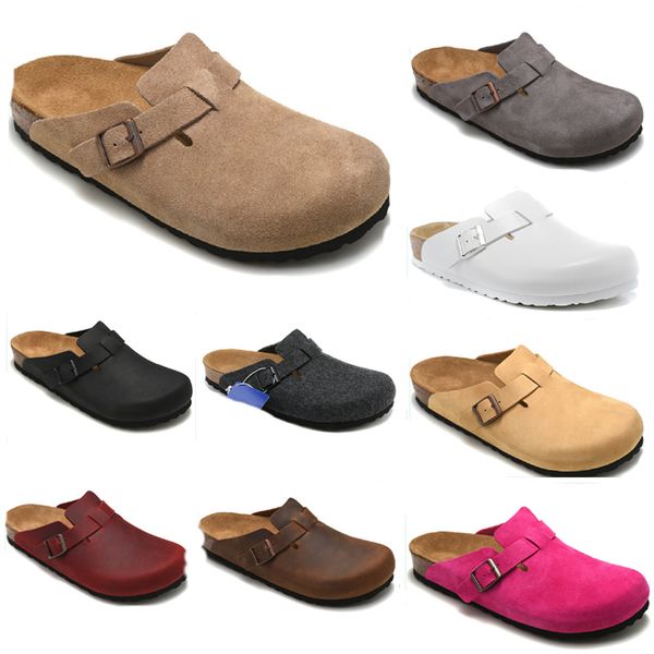 

Boston Fur clogs Cork Slippers Mules Flats Beach sandals Suede mule shoes Luxury Designer Fashion Genuine Leather Loafers Shoes Metal Ladies Casual slippers, Pink