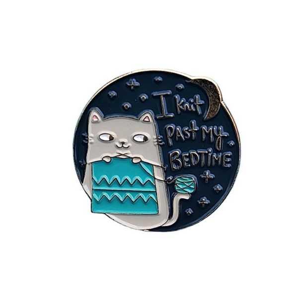 

creative cute cat i missed bedtime brooch metal badge bag clothes fashion matching accessories, Gray