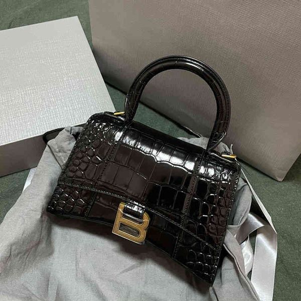 

designer handbag balencaigass crocodiless mini hourglass 2022 net red same b family leather single shoulder me