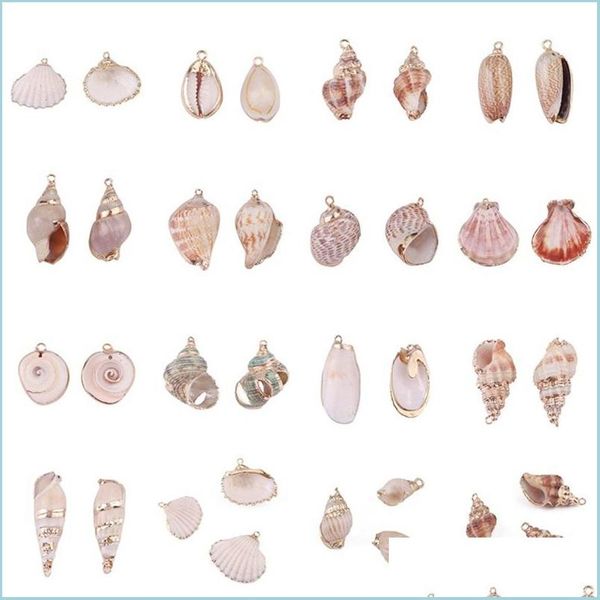 

charms 15 styles natural shell charms tiny conch cowrie sea shells pendant for diy jewelry making necklace bracelet 1957 q2 drop deli dhomj, Bronze;silver