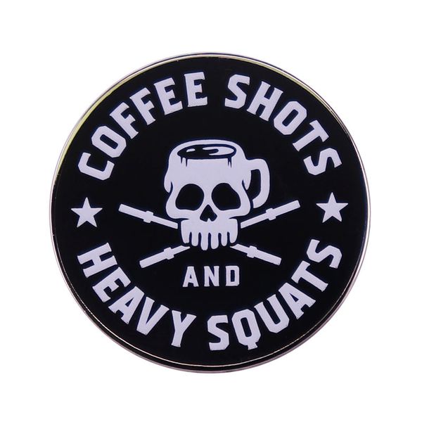 

coffee s and heavy squat skull mug and barbell brooch fitness lifestyle badge pin, Blue