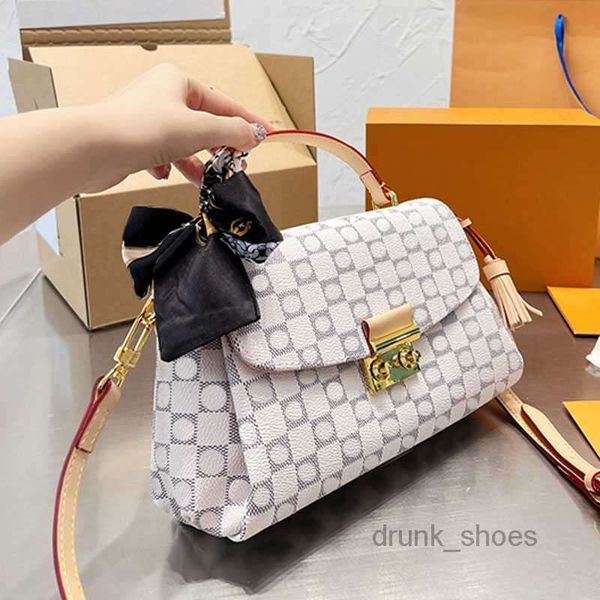 

evening bags checkerboard handbag shoulder bag women tote purse crossbody bags classic letter printing tassel decorate flap metal hasp cross