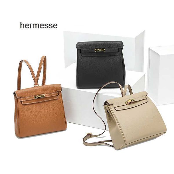 

evening bags 2022 designer fashion herme handbag new layer cowhide womens backpack large capacity buckle fashionable leather womens bag