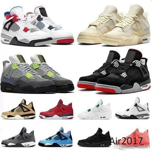 

jumpman university blue white 4s basketball shoes fire red pine green starfish neon cactus jack tour yellow metallic orange men trainers lzj, Black