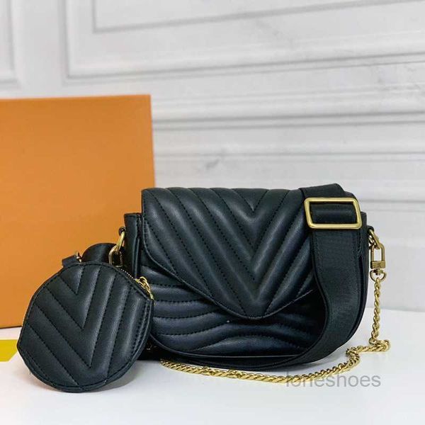 

evening bags 2ps women classic crossbody bags shoulder bag coin purse quilted cowhide bronze gold chain detachable wide strap plain wallet