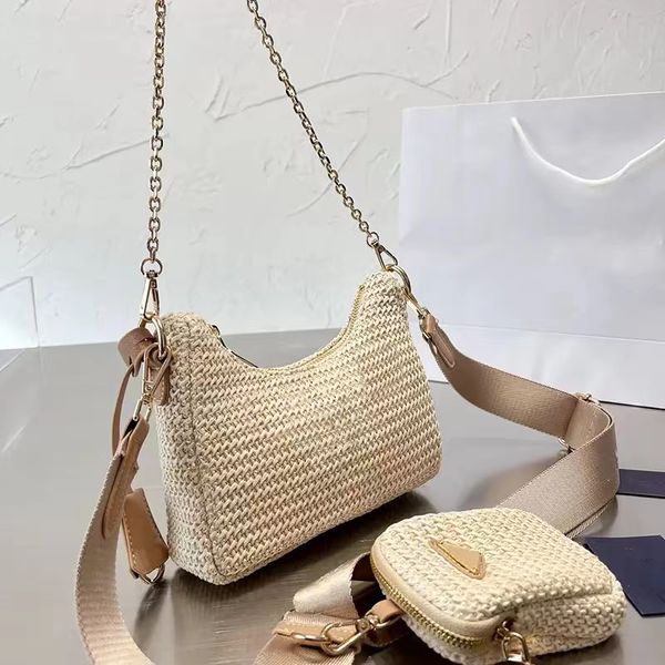

fashion designer totes luxury purse straw weaving open bag wallets women handbags tote real leather bags lady plaid purses