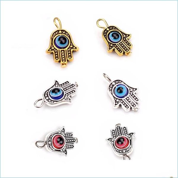 

charms 50pcs turkish hamsa hand blue evil eye charms pendant for jewelry making findings 19x12mm 206 w2 drop delivery 2021 components dh1b8, Bronze;silver