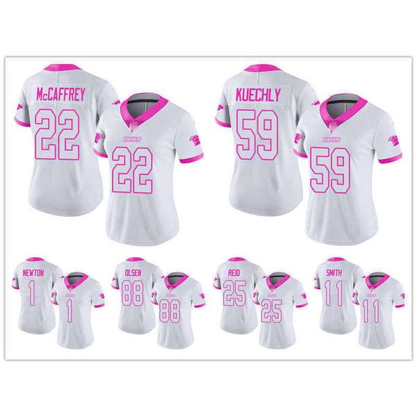 

carolina's panthers's women 22 christian mccaffrey 1 cam newton limited mens's nfl's jersey football white pink rush fas, Black;red
