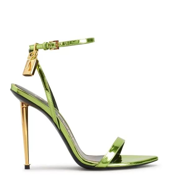 

women luxury designer brands sandal high heels velvet patent leather padlock pointy toe naked sandals tomfords pumps 35-43, Black