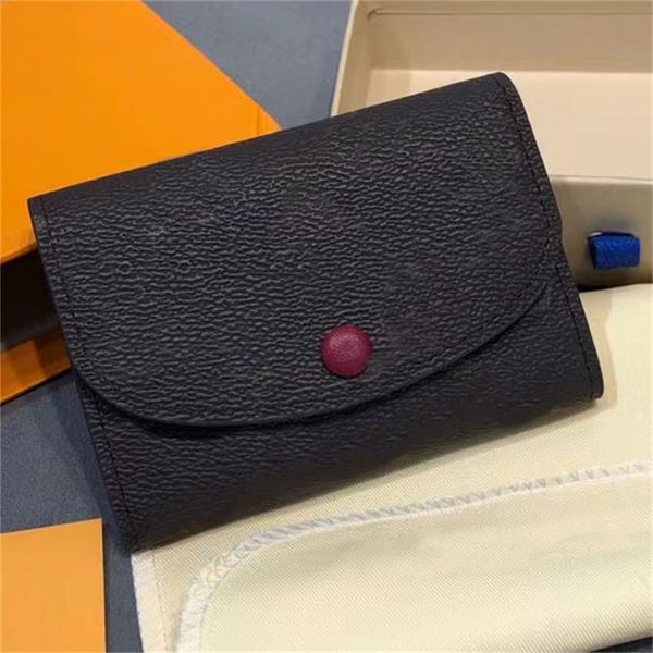 

designer rosalie coin purse fashion womens compact short wallet luxury leather key pouch credit card holder classic brown p5cs#