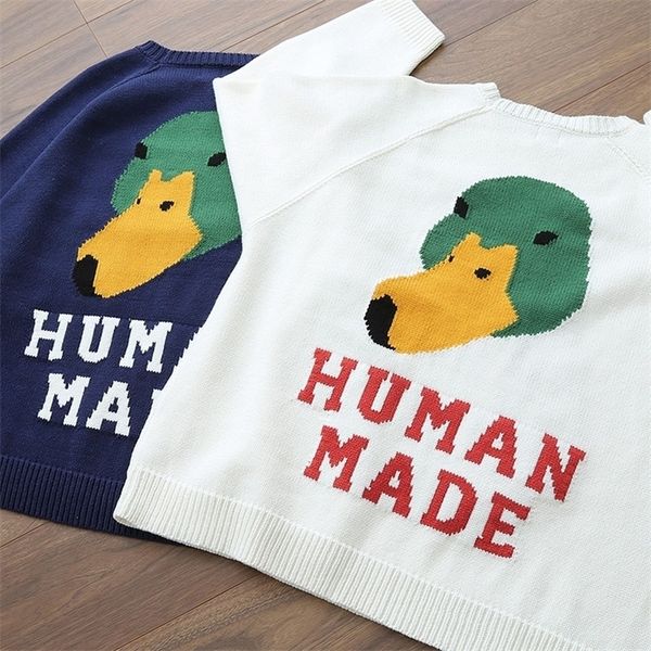 

mens sweaters human made sweater men women 1 1 casual mallard pullover human made loose knit hoodie 220923, White;black