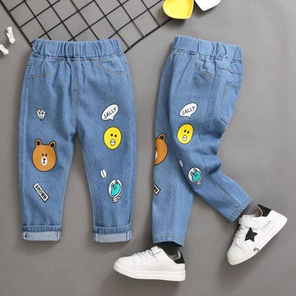 

jeans autum warm pants for baby boys full length trousers 1-9t kids cartoon print denim cowboy clothes outwear school pa 220923, Blue