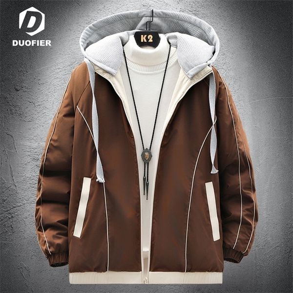 

mens down parkas fashion parka winter warm thick jacket hooded overcoats men casual harajuku solid streetwear windbreaker coats 220923, Black